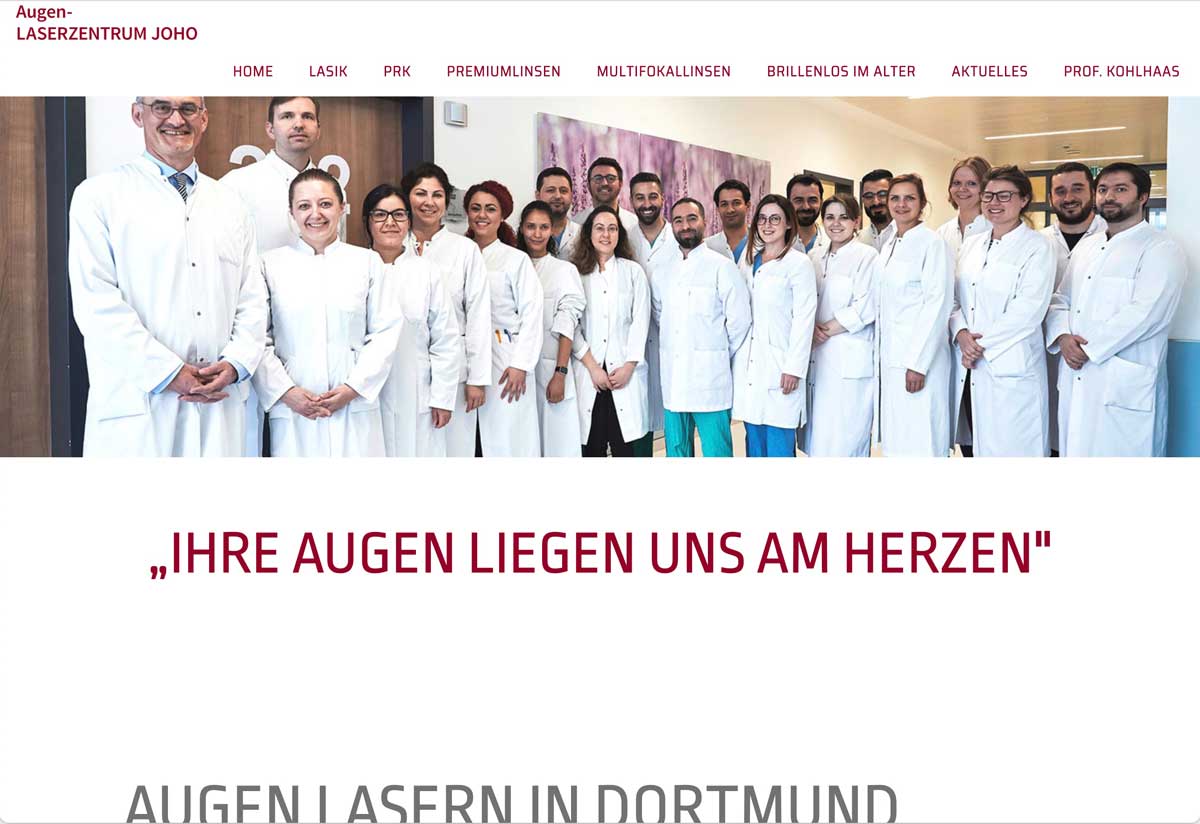 Referenz Klinik für Augenheilkunde St. Johannes Hospital in Dortmund, Webdesign für Ärzte in Dortmund