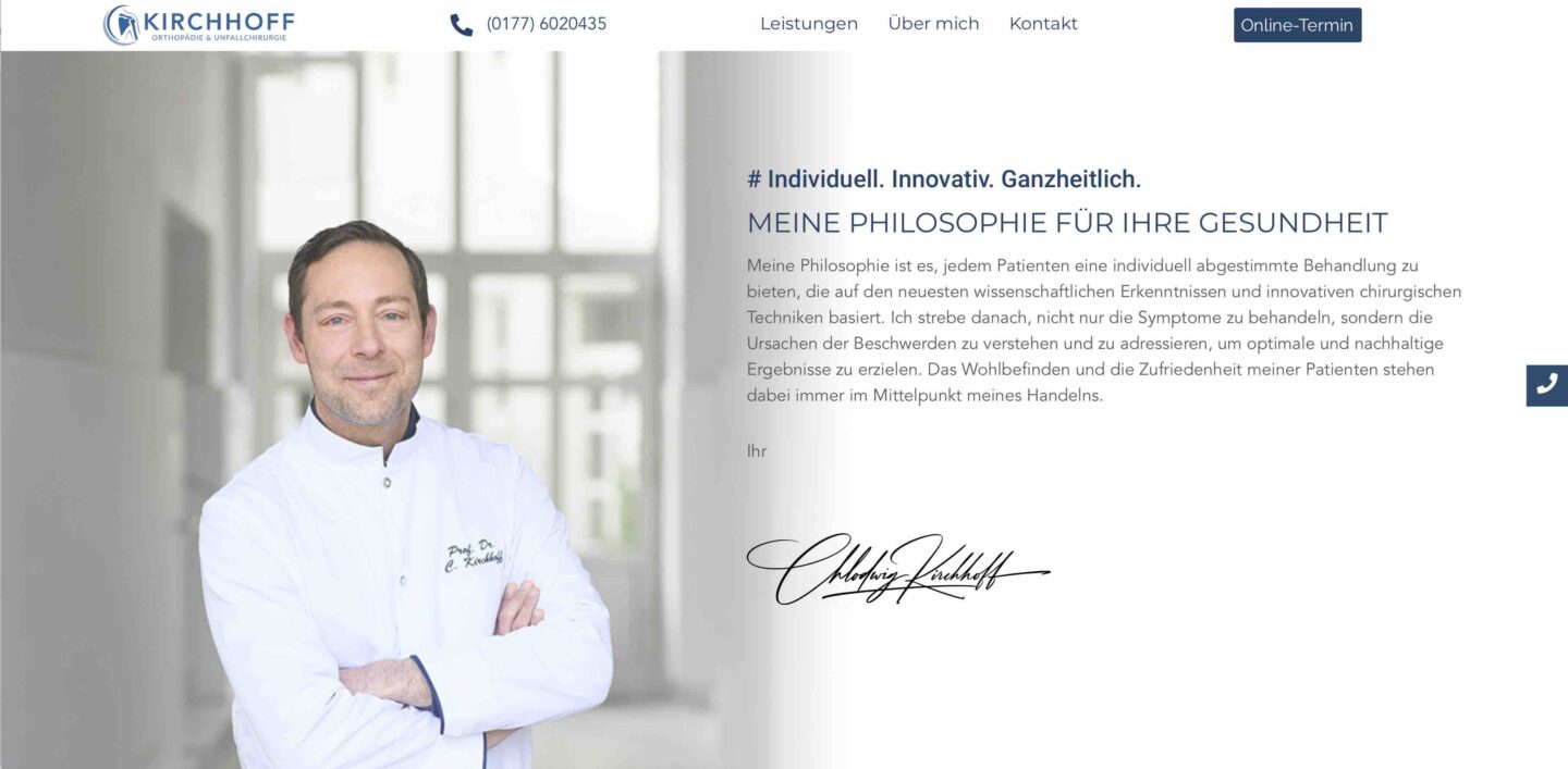Referenz Webdesign, Schulterchirurgie in München, Webdesign für Ärzte in Dortmund