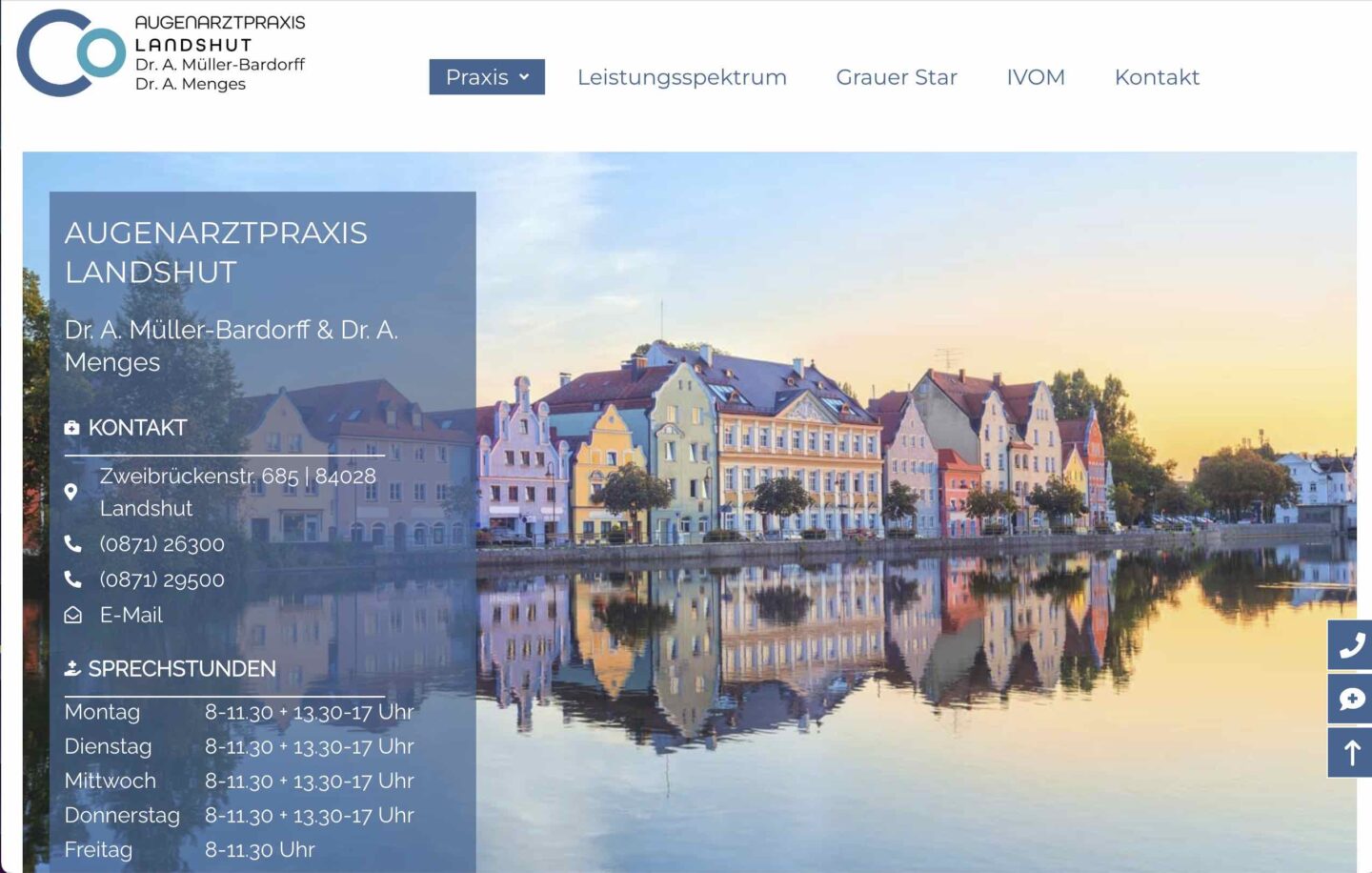 Referenz Webdesign, Augenarztpraxis in Landshut, Webdesign für Ärzte in Dortmund